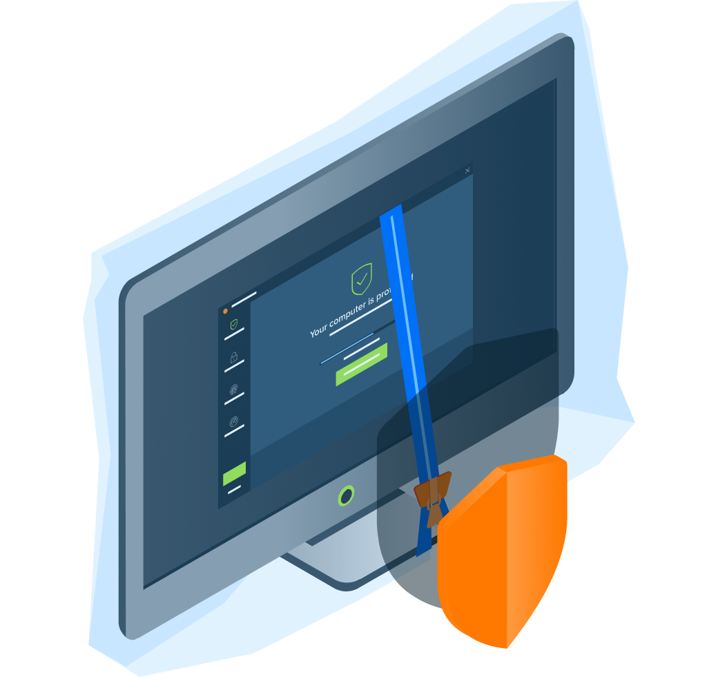 Computer screen with a shield